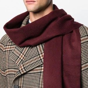 Fringed knitted scarf, 70% cashmere, 30% wool